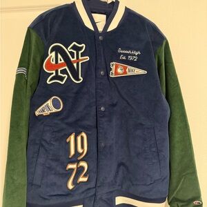 Nike Navy and Orange Swoosh High Jacket